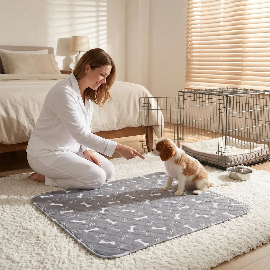 Dog using WooofPals pad instantly